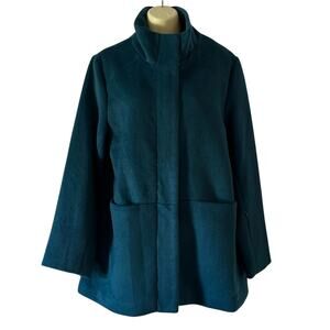 Time for Me Teal Blue Coat Mid Weight Winter Lined Zipper Woman Size Large